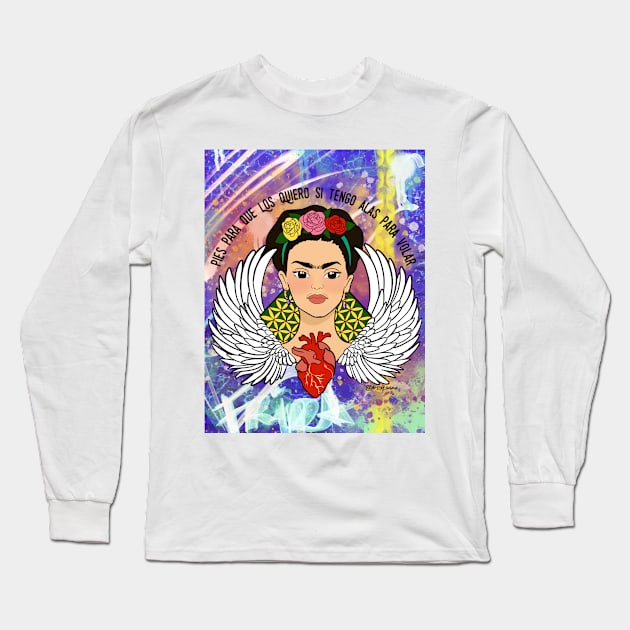 Frida Long Sleeve T-Shirt by Art_of_Selene